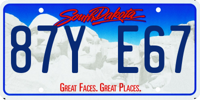 SD license plate 87YE67
