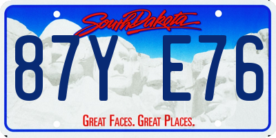 SD license plate 87YE76