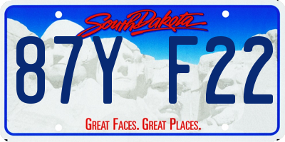 SD license plate 87YF22