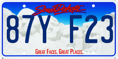 SD license plate 87YF23