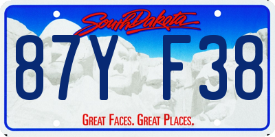 SD license plate 87YF38