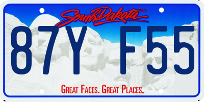 SD license plate 87YF55