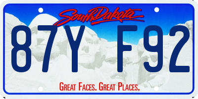 SD license plate 87YF92