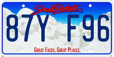 SD license plate 87YF96