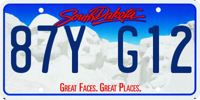 SD license plate 87YG12