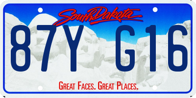 SD license plate 87YG16