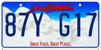 SD license plate 87YG17