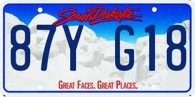 SD license plate 87YG18