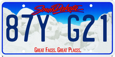 SD license plate 87YG21