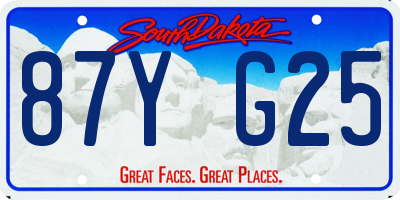SD license plate 87YG25