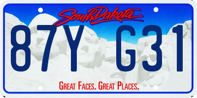 SD license plate 87YG31
