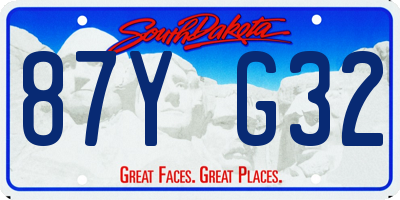 SD license plate 87YG32