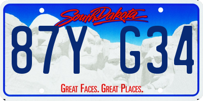 SD license plate 87YG34