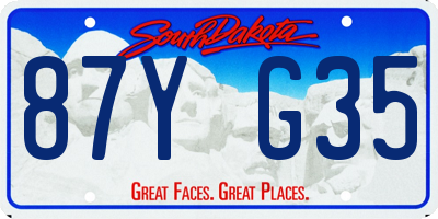 SD license plate 87YG35
