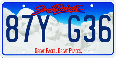 SD license plate 87YG36