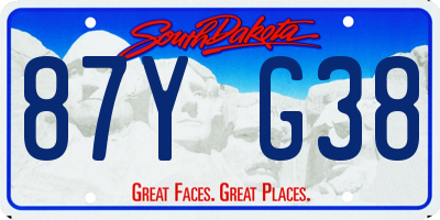 SD license plate 87YG38