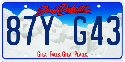 SD license plate 87YG43
