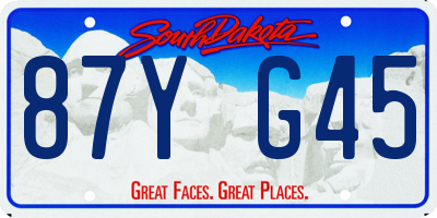 SD license plate 87YG45