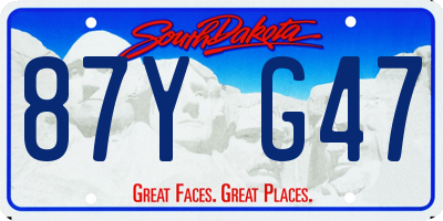 SD license plate 87YG47