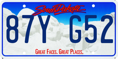 SD license plate 87YG52