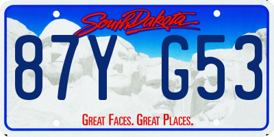 SD license plate 87YG53