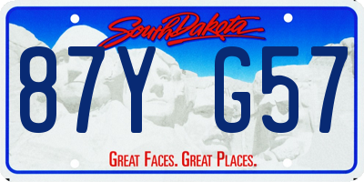 SD license plate 87YG57