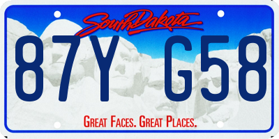 SD license plate 87YG58