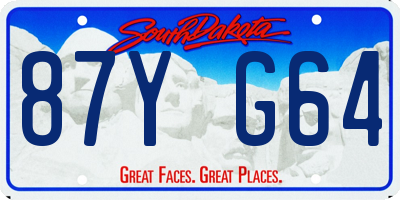 SD license plate 87YG64