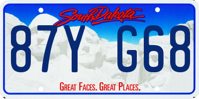 SD license plate 87YG68