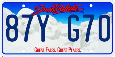 SD license plate 87YG70