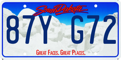 SD license plate 87YG72