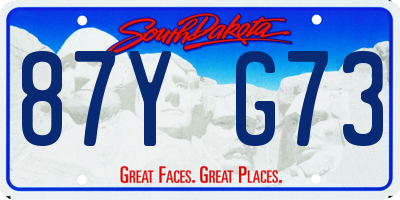 SD license plate 87YG73