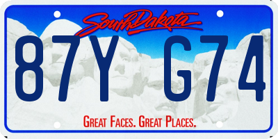 SD license plate 87YG74