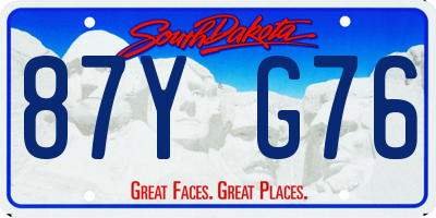 SD license plate 87YG76