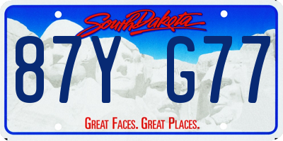 SD license plate 87YG77