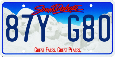 SD license plate 87YG80