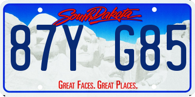 SD license plate 87YG85
