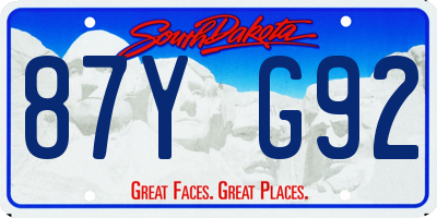 SD license plate 87YG92