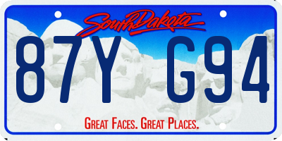 SD license plate 87YG94