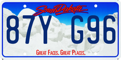 SD license plate 87YG96