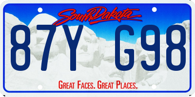 SD license plate 87YG98