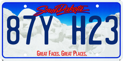 SD license plate 87YH23
