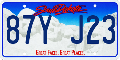 SD license plate 87YJ23