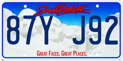 SD license plate 87YJ92