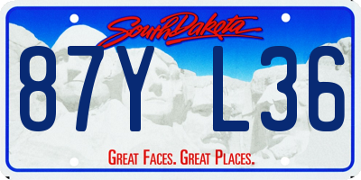 SD license plate 87YL36