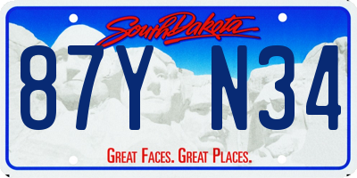 SD license plate 87YN34