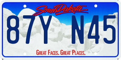 SD license plate 87YN45