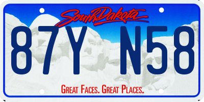 SD license plate 87YN58