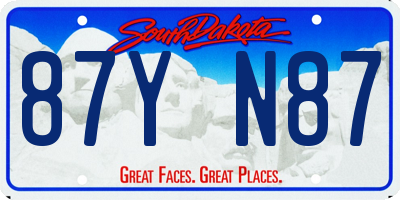 SD license plate 87YN87