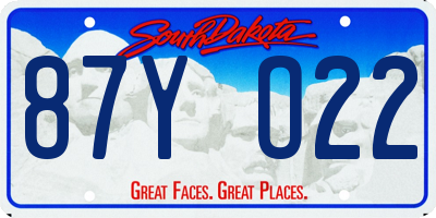SD license plate 87YO22